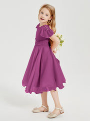 Robes de Demoiselle d'Honneur Junior en Mousseline à Longueur de Mollet Orchidee