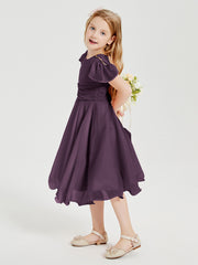 Robes de Demoiselle d'Honneur Junior en Mousseline à Longueur de Mollet Plum