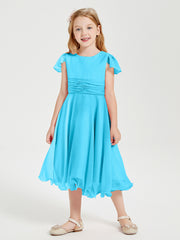 Robes de Demoiselle d'Honneur Junior en Mousseline à Longueur de Mollet Piscine
