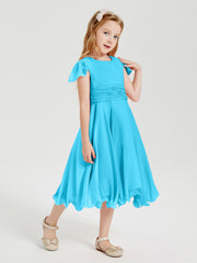 Robes de Demoiselle d'Honneur Junior en Mousseline à Longueur de Mollet Piscine