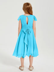 Robes de Demoiselle d'Honneur Junior en Mousseline à Longueur de Mollet Piscine