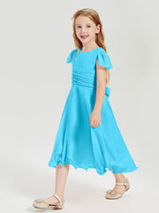 Robes de Demoiselle d'Honneur Junior en Mousseline à Longueur de Mollet Piscine
