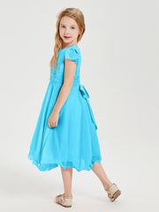 Robes de Demoiselle d'Honneur Junior en Mousseline à Longueur de Mollet Piscine