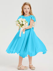 Robes de Demoiselle d'Honneur Junior en Mousseline à Longueur de Mollet Piscine
