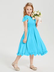 Robes de Demoiselle d'Honneur Junior en Mousseline à Longueur de Mollet Piscine