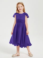 Robes de Demoiselle d'Honneur Junior en Mousseline à Longueur de Mollet Régence