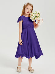 Robes de Demoiselle d'Honneur Junior en Mousseline à Longueur de Mollet Régence