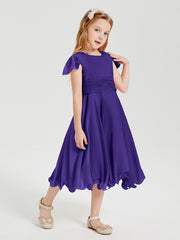 Robes de Demoiselle d'Honneur Junior en Mousseline à Longueur de Mollet Régence