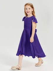 Robes de Demoiselle d'Honneur Junior en Mousseline à Longueur de Mollet Régence