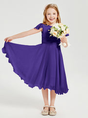 Robes de Demoiselle d'Honneur Junior en Mousseline à Longueur de Mollet Régence