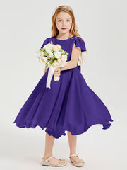 Robes de Demoiselle d'Honneur Junior en Mousseline à Longueur de Mollet Régence