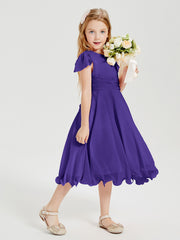 Robes de Demoiselle d'Honneur Junior en Mousseline à Longueur de Mollet Régence