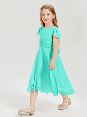Robes de Demoiselle d'Honneur Junior en Mousseline à Longueur de Mollet Spa