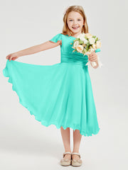 Robes de Demoiselle d'Honneur Junior en Mousseline à Longueur de Mollet Spa
