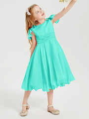 Robes de Demoiselle d'Honneur Junior en Mousseline à Longueur de Mollet Spa