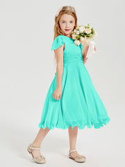 Robes de Demoiselle d'Honneur Junior en Mousseline à Longueur de Mollet Spa