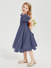Robes de Demoiselle d'Honneur Junior en Mousseline à Longueur de Mollet Orageux