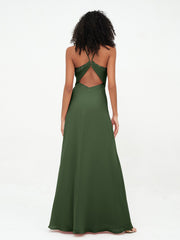 Licou Top en dentelle Robes à Dos Ouvert en Mousseline Olive Verte