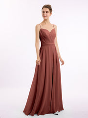 Spaghetti Bretelle Col En Cœur Mousseline Robe terracotta