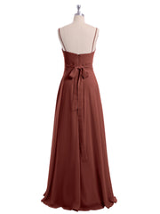 Spaghetti Bretelle Col En Cœur Mousseline Robe terracotta