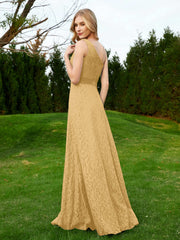 Robe en Dentelle Sans Manches à Une Épaule avec Ceinture Or