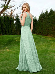 Robe en Dentelle Sans Manches à Une Épaule avec Ceinture Vert Menthe Grande Taille