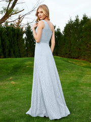 Robe en Dentelle Sans Manches à Une Épaule avec Ceinture Brume