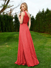 Robe en Dentelle Sans Manches à Une Épaule avec Ceinture Rouge Grande Taille