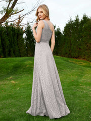 Robe en Dentelle Sans Manches à Une Épaule avec Ceinture Argent