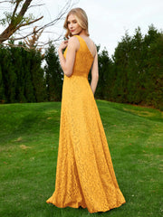 Robe en Dentelle Sans Manches à Une Épaule avec Ceinture Mandarine Grande Taille