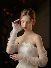 Gants de mariage sans doigts en tulle perlé