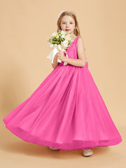 Robes de Demoiselle d'Honneur Junior en Tulle avec Haut en Satin Azalée