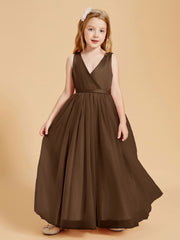 Robes de Demoiselle d'Honneur Junior en Tulle avec Haut en Satin Brun