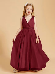 Robes de Demoiselle d'Honneur Junior en Tulle avec Haut en Satin Bordeaux