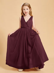 Robes de Demoiselle d'Honneur Junior en Tulle avec Haut en Satin Cabernet