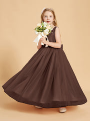 Robes de Demoiselle d'Honneur Junior en Tulle avec Haut en Satin Chocolat