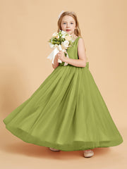 Robes de Demoiselle d'Honneur Junior en Tulle avec Haut en Satin Trèfle
