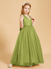 Robes de Demoiselle d'Honneur Junior en Tulle avec Haut en Satin Trèfle