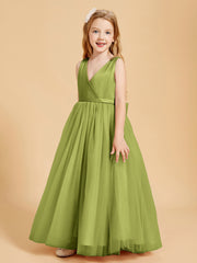 Robes de Demoiselle d'Honneur Junior en Tulle avec Haut en Satin Trèfle