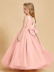 Robes de Demoiselle d'Honneur Junior en Tulle avec Haut en Satin Corail