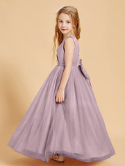 Robes de Demoiselle d'Honneur Junior en Tulle avec Haut en Satin Dusk