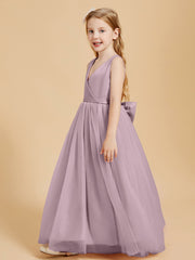Robes de Demoiselle d'Honneur Junior en Tulle avec Haut en Satin Dusk