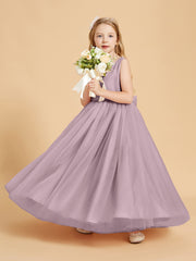 Robes de Demoiselle d'Honneur Junior en Tulle avec Haut en Satin Dusk