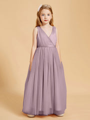 Robes de Demoiselle d'Honneur Junior en Tulle avec Haut en Satin Dusk