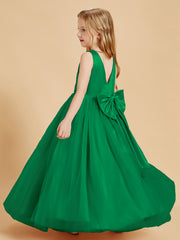 Robes de Demoiselle d'Honneur Junior en Tulle avec Haut en Satin Emeraude