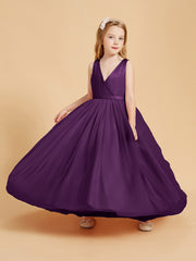 Robes de Demoiselle d'Honneur Junior en Tulle avec Haut en Satin Raisin