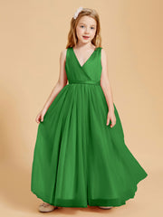 Robes de Demoiselle d'Honneur Junior en Tulle avec Haut en Satin Vert