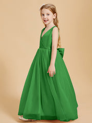 Robes de Demoiselle d'Honneur Junior en Tulle avec Haut en Satin Vert