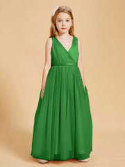 Robes de Demoiselle d'Honneur Junior en Tulle avec Haut en Satin Vert