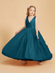 Robes de Demoiselle d'Honneur Junior en Tulle avec Haut en Satin Bleu Encre